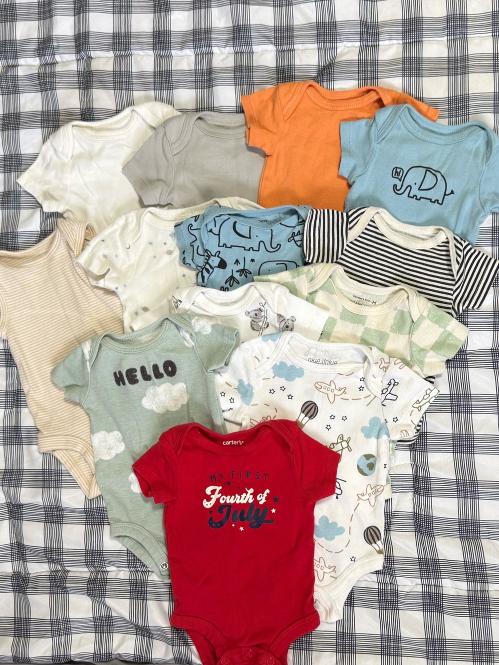 Assorted Baby Bodysuit Bundle in Red, Blue, Orange, Green, Cream